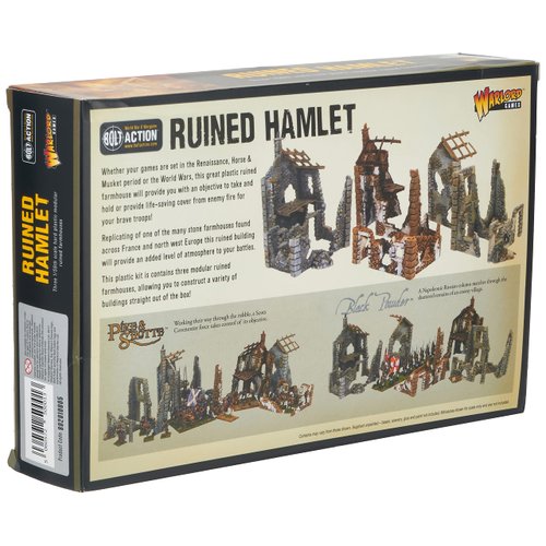 Warlord Bolt Action Ruined Hamlet 3 Buildings 1:56 WWII Military Wargaming Diorama Plastic Model Kit, Small, Unpainted