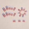 Blue Glitter French Tip Heart Press on Nails Medium Square Fake Nails Glossy Gradient False Nails with Rhinestones Design Reusable Stick on Nails Glue on Nails Acrylic Artificial Nails for Women