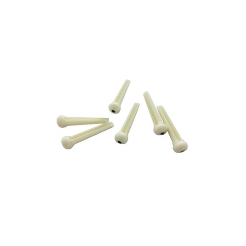 Metallor Acoustic Guitar Bridge Pins String Peg Guitar Parts Replacement Pack of 6 Pieces White with Black Dot.