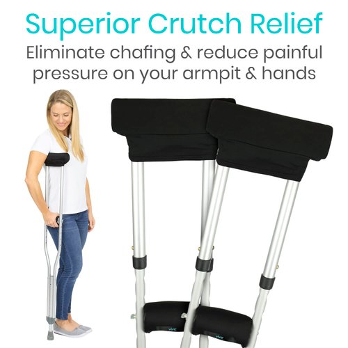 Vive Premium Crutch Pads & Hand Grips - Comfortable, Breathable, Machine Washable Padding - Moisture Wicking & Odor Reducing Pillow Accessory Covers for Adult & Youth Walking Crutches