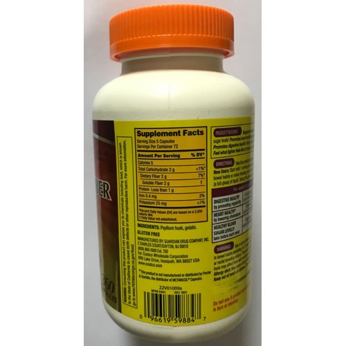 Fiber Capsules Kirkland Therapy for Regularity/Fiber Supplement, 360 capsules - Compare to the Active Ingredient in Metamucil Capsules