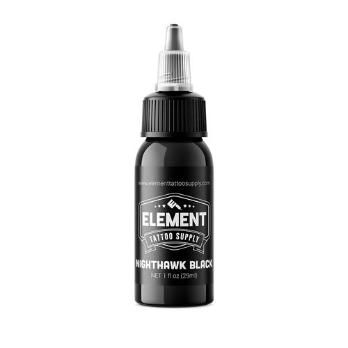 Element Tattoo Supply - Premium Black Tattoo Ink - Professional Tattoo Ink & Supplies for Outlining, Shading, & Blending - Tribal Tattoo Ink - Permanent Nighthawk Black Ink Tattoo - 1 oz Bottle