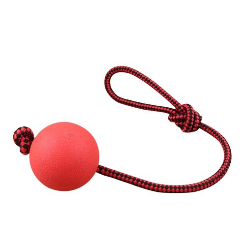 POPETPOP Ball and Rope Dog Toy-Dog Ball on String-Rope Rubber Solid Elastic Ball Bite-Resistant Pets Supplies Molar Training Tool for Dog Puppy