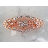 Generic Antique silver or rose gold crystal hair clip clamp barrettes bridal (Crystal option: No crystals, Primary color: Rose gold/copper)