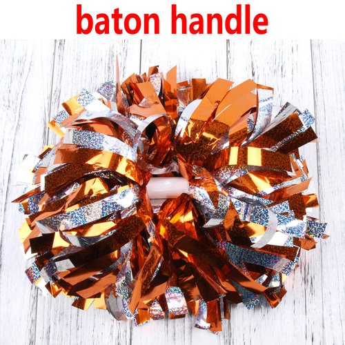 ICOCHEER Cheerleading Pom Poms Metalic Holographic Cheerleader 6 inch 1 Pair 2 Pieces (Hot Pink Silver)