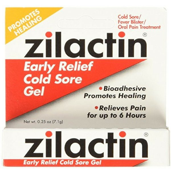 Zilactin Cold Sore Gel, Medicated Gel 0.25 oz (Pack of 2)