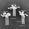 PRETTYLIFE White Flower Hair Comb 3pcs Bridal Crystal Pearls Leaf Hair Pin Pieces Accessories for Wedding Party (Silver Leaf)