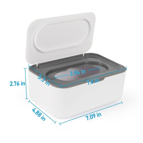 Flenpptly Baby Wipes Dispenser, Wipes Case Baby Wipe Holder Keeps Wipes Fresh, Non-Slip, Easy Open & Close (Gray)