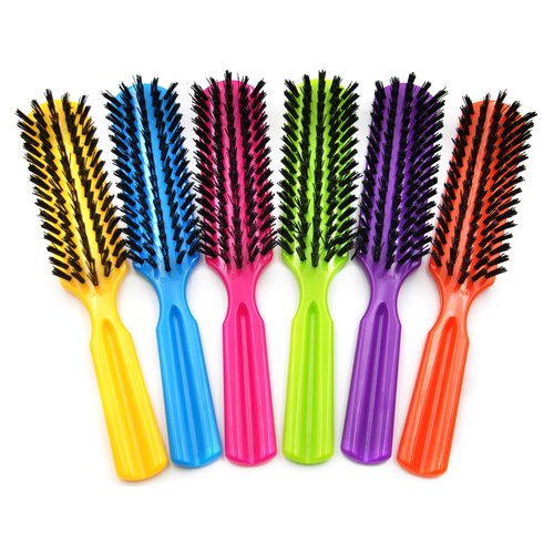 Dream World L-80 Plastic Hair Brush Neon Assorted Color 12 Pcs Pack