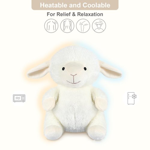 SuzziPals Heatable & Coolable Lamb Stuffed Animal, Microwave Heating Pad Stuffed Animal for Cramps & Pain, Lavender Cozy Sheep Stuffed Animals, Stuffed Sheep Plush Toys, Stuffed Lamb Gifts