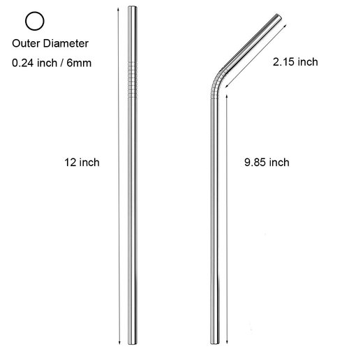 Metal Stainless Steel Straws, 4pcs 12" Ultra Long Reusable Metal Drinking Straws with Cleaning Brush and Silicone Tips for Tall Tumblers