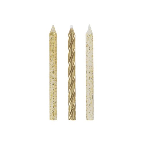 Dazzling Glitter & Gold Spiral Birthday Candles - 24ct Assorted Pack - Premium Quality, Long-Lasting & Elegant Design - Ideal for All Occasions