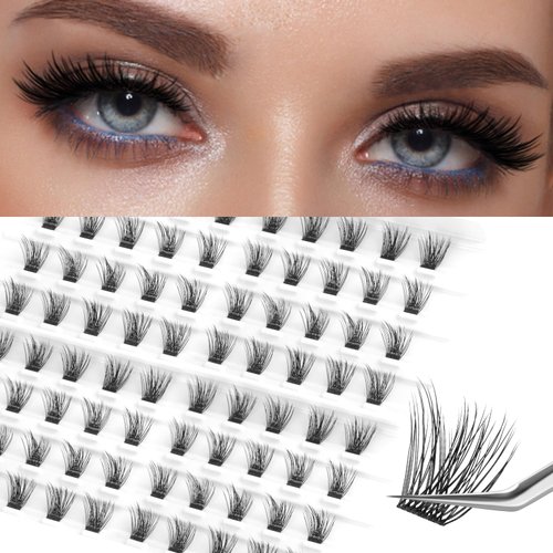 EASITENSION Lash Clusters DIY Eyelash Extension,80 Clusters Lashes 10mm 12mm 14mm 16mm Mix 3D Effect Eyelash,Easy to Apply at Home MIX Volume