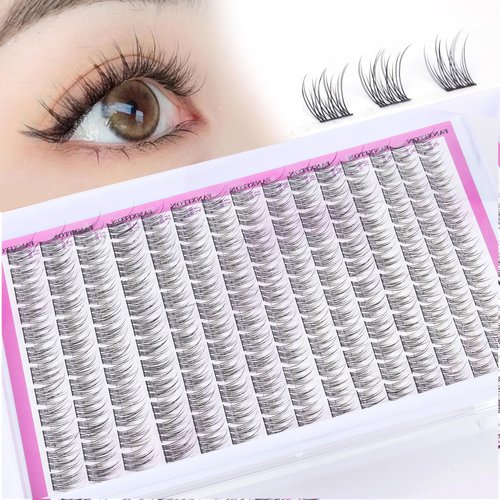 Natural Lash Clusters Wispy Cluster Lashes CC Curl 9-12 MM Mixed Lengths Individual Cluster Eyelash Extensions 180 Pcs DIY Lash Extension at Home by FANXITON