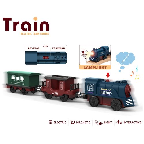 Battery Operated Train for Wooden Track, 3Pcs Train Toy Set for 3 4 5+Years Old Boy Girl Toddlers, Motorized Train Accessories Electric Train Compatible with Thomas & Friends, Brio and Chuggington