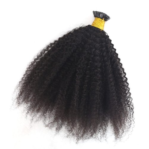 ZigZag Hair Afro Kinky Curly Flat Tip Human Hair Extensions 4B 4C Flat Tip Keratin Hair Extension...