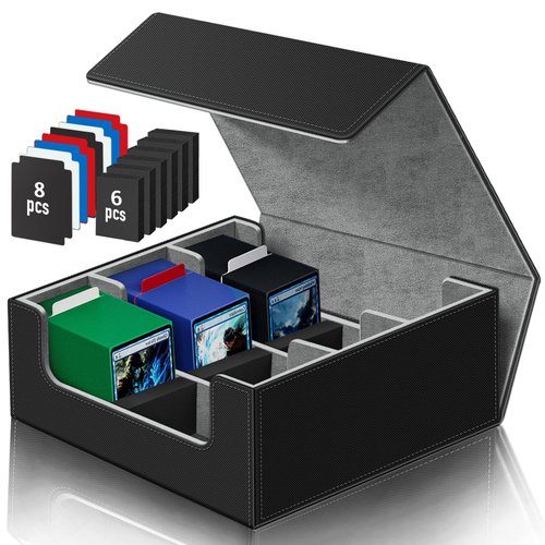 Lalasu Card Deck Box for Trading Cards, 1800+ Trading Card Storage Case, PU Leather Magnetic Closure Commander Deck Fit for YuGiOh, MTG and Sport TCG Gift for Card Collector