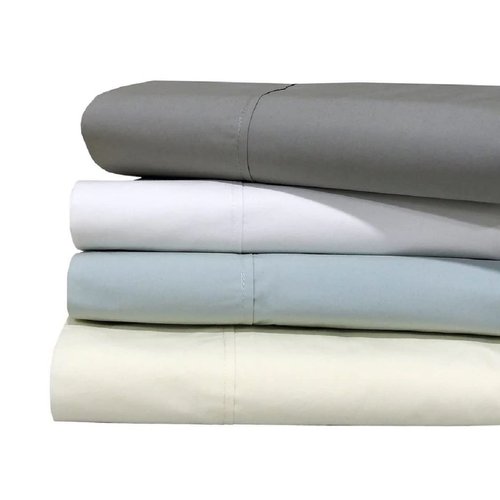 Oversized (120x112) Cotton Percale Flat Sheet Only for California King Beds, Solid Ivory