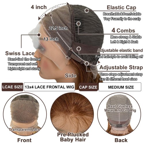 30 Inch Chocolate Brown Lace Front Wig Human Hair 13x4 HD Transparent Body Wave Lace Front Wigs Human Hair Pre Plucked Wear and Go Glueless Frontal Wig for Women 180% Density Colored #4 Brown Wigs