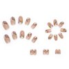RikView French Tip Press on Nails Medium Acrylic Nails with Flowers Design Almond Fake Nails Nude Nails for Women