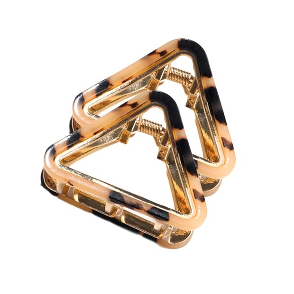 Ovche 2 Pack Triangle Acetate Metal Claw Hair Clips No Slippage Stylish Hair Clamp Grip for Thick Hair Jaw Comb Hairclips Hair Catch with Teeth Hair Updo Grip for Bath,SPA,Washing,Makeup (Tortie)