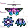 Sunlisky Kids Butterfly Wings Costume for Girls Fairy-Wings Toddler Dress Up Play Costumes Butterfly Skirt Set Mask Party Favors Gifts（Purple & Green）