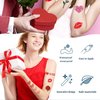 10 Sheets Valentine's Day Tattoo Stickers Red Love Temporary Tattoos Stickers Red Lips Tattoos Art Stickers Heart Rose Stickers Valentine Party Face Body Accessories for Women Girls