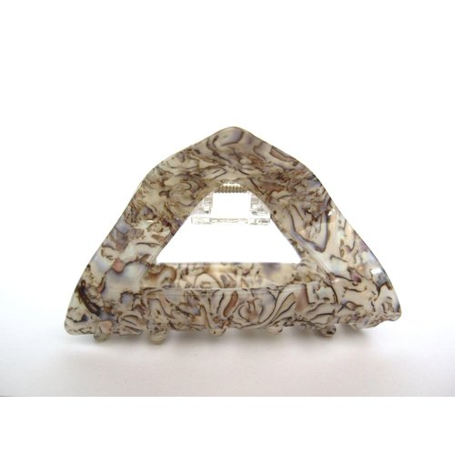 Generic Triangle shaped gray abalone sea shell effect hair claw clamp clip fine thin