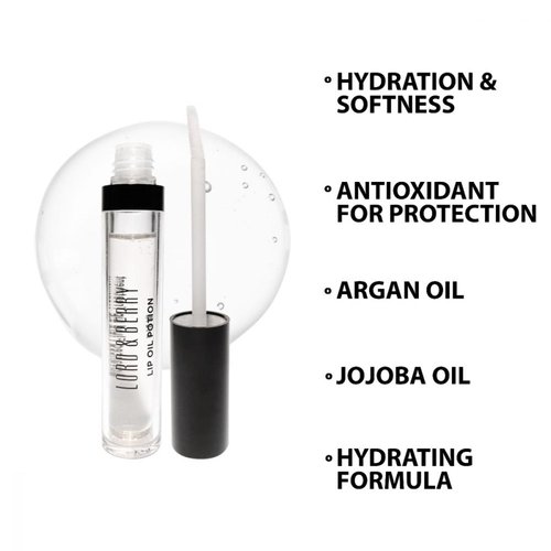Lord & Berry LIP GLOSS OIL POTION Repair & Protect Against Environmental Elements, Complete Lip Treatment Moisturizer - Hydrate, Nourishes, Smoothens Appearance Contains Argan & Jojoba Oil, Clear