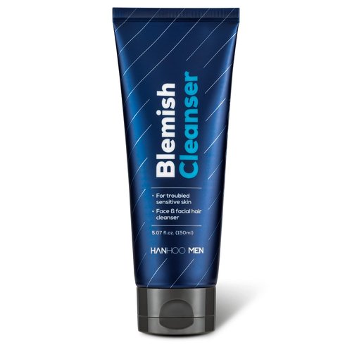 HANHOO Men Blemish Cleanser | Daily Facial Cleanser | Beard and Face Wash with Tea Tree Oil, Prob...