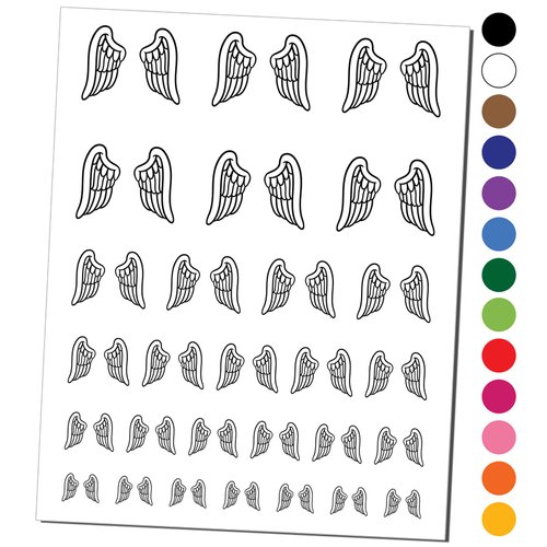 Angel Bird Wings Temporary Tattoo Water Resistant Fake Body Art Set Collection - Dark Green (One Sheet)