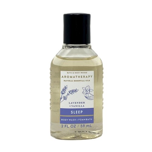 Bath & Body Works Aromatherapy Sleep Lavender + Vanilla Duo Set - Body Cream and Body Wash + Foam Bath Travel Size - with a Himalayan Salts Springs Sample Soap.