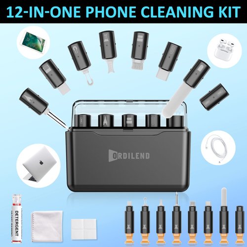 iPhone Cleaning Kit for Charging Port Cleaner, Multi-Tool iPhone Cleaner Repair Lightning Cables, Phone Cleaning Kit for iPhone, iPad, Connectors, Speakers, Airpod Cleaner Kit with a Storage Case