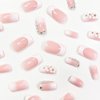 Medium Press on Nails Square Pink White Fake Nails Flowers Designs Stick on Nails Cute False Nails Stick on Nails for Women Girls Nail Decoration