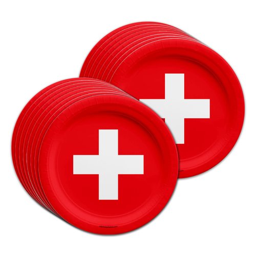 Switzerland Flag Birthday Party Supplies Set Plates Napkins Cups Tableware Kit for 16
