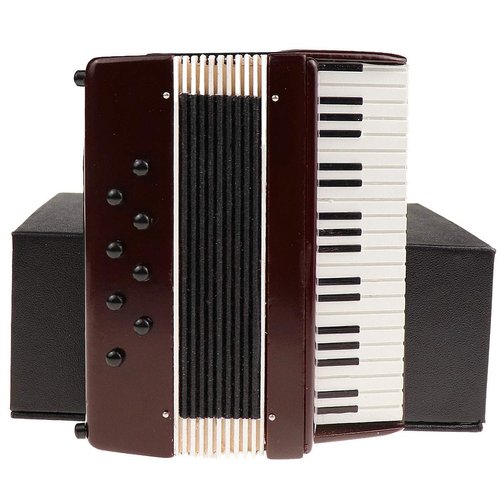 Seawoo Dselvgvu Miniature Accordion with Case Mini Musical Instrument Replica Collectible Miniature Dollhouse Model Home Decoration (Red, 4.06"x3.53"x1.56")