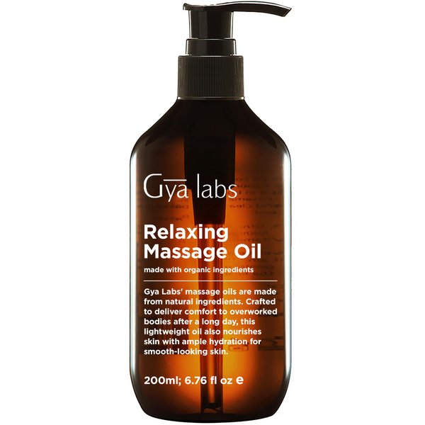 Gya Labs Relaxing Massage Oil - Ylang Ylang, Rose Geranium and Organic Argan Infused Body Oil for Skin - Natural Massage Oil for Massage Therapy (6.76 fl oz)