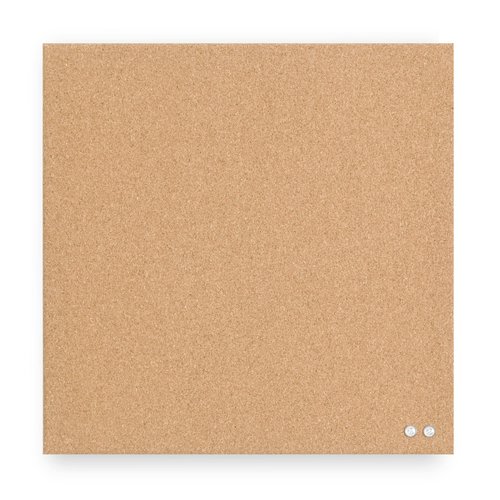 U Brands Frameless Square Cork Bulletin Board, Office Supplies, 14” x 14”, Natural, with Push Pins, 1 Count