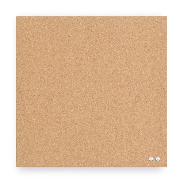 U Brands Frameless Square Cork Bulletin Board, Office Supplies, 14” x 14”, Natural, with Push Pins, 1 Count
