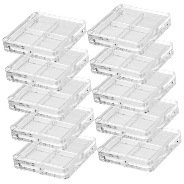 Mikinona 10Pcs Transparent Eyeshadow Boxes with Compartments Refillable Makeup Organizer for Eyeshadow Blusher and Highlighter Storage Empty Cosmetic Cases for Makeup Lovers