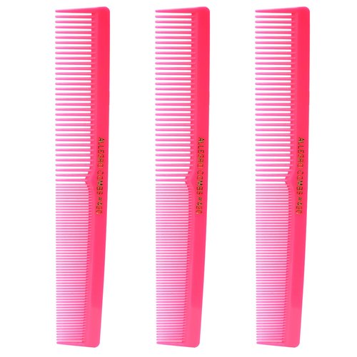 Allegro Combs 420 Hair Stylist Barbers Cutting Combs Beard Comb Mustache Mens Women Toddler Boys Braiding Hair Parting USA 3 Pc. (Neon pink)
