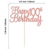 Gyufise 1 Pack Rose Gold Happy 100th Birthday Cake Topper Glitter Happy 100 Cupcake Topper Cheers to 100 Fabulous Cake Decoration for 100th Birthday Party Decoration Supplies