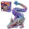 PETBSNVB Three Color 12" 3D Printed Dragon, Articulated Dragon, Crystal Dragon, Dragon Fidget toy, Home Office Decor Executive Desk Toy (Purple Head)