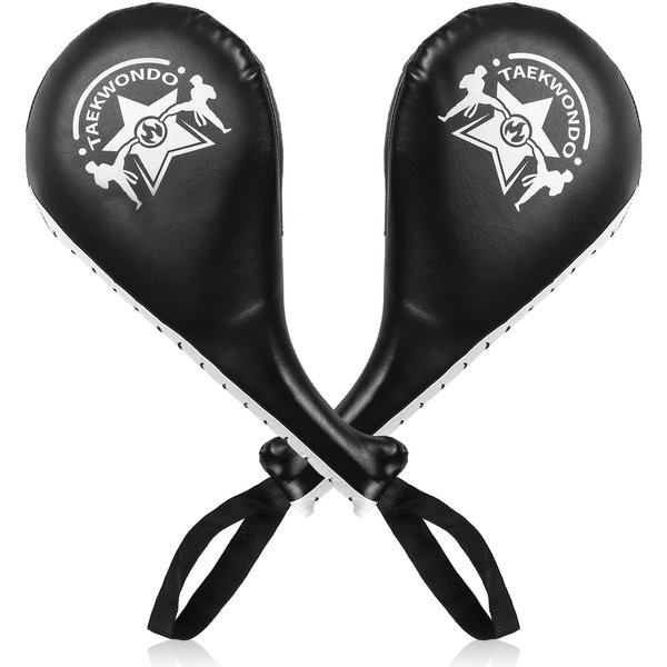 Noamus 2 Pack Taekwondo Kick Pads, Durable Striking Target Paddles, TKD Karate Martial Arts Strike Targets Kickboxing Training Equipment Sparring Gear, Black
