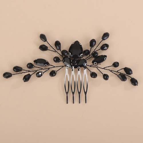 Chargances Bridal Black Crystal Teardrop Hair Comb Wedding Rhinestone Hair Side Combs Vintage Headpiece Bridesmaids Hair Accessories for Women