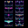 Glow in The Dark Tattoos Stickers, Fake Face Temporary Tattoos Makeup UV Neon Floral Body Paint Tattoo Stickers Decorations for Adults Women Festival Bar Party Supplies 8PCS