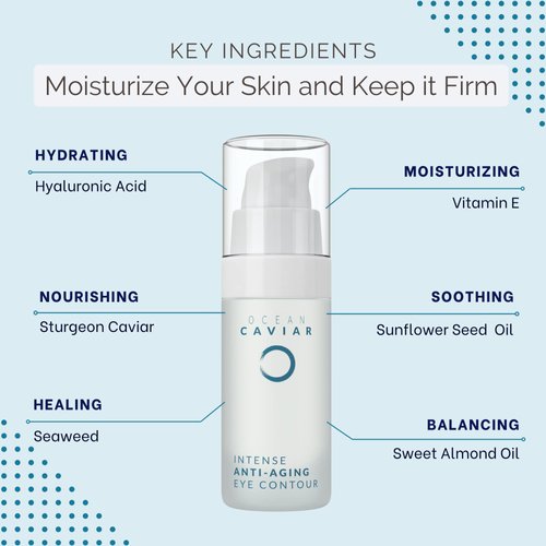 Noche Y Dia Caviar Eye Contour for Mature Skin - Made in Spain - Anti Aging Cream with Hyaluronic Acid - Targets Wrinkles, Bags, Puffiness, Circles - 30mL (1.02 fl oz)