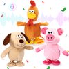 HyDren 3 Pcs Talking Chicken Pig Dog Chicken Stuffed Animals Set Farm Repeats What You Say Walking Chick Electric Interactive Animated Toy Speaking Plush Gift for Toddlers Christmas Birthday, 8''