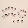 24PCS Black French Tip Press on Nails Medium Length Square Fake Nails with Silver Glitter Line Designs Glossy Coffin Nails Full Cover Nail Tips Glue on Nails Artificial Acrylic False Nails for Women