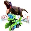 Transforming Dinosaur Toys,Transformer Toys for Kids Car for Boys Age 3-5 Dino Car Dinotrux Toys for Kids with LED Light & Music Automatic Transform for Kids Toddlers Birthday Gifts(Green)